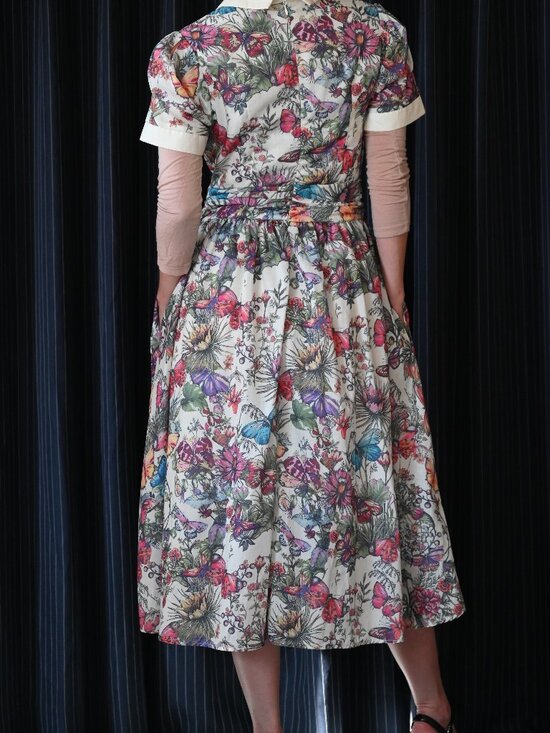 Butterfly Garden Midi Dress | Tailored Waist | Statement Print - Picture 2 of 7